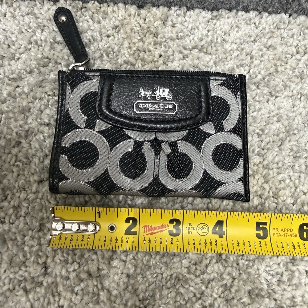 Coach Black Signature mini id case card wallet coin purse pouch - Picture 7 of 8